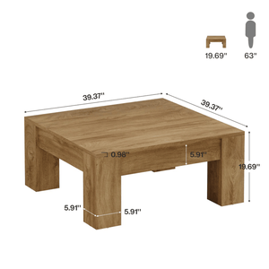 Tavolino Moderno in Legno Stile Wabi-Sabi, Tavolo Pieghevole per Casa, Ufficio, Camera da Letto, Soggiorno, Tavolino da Caffè con Funzione di Archiviazione - Product Image 2