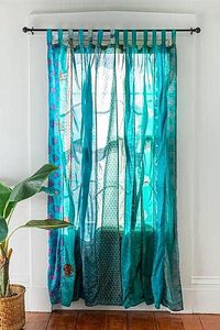 Panel de Cortina de Organza con Diseño Bohemio de Parches, 100% Seda, Rojo Naranja Floral, Decoración para Ventana, Instalación con Cinta Adhesiva, Bloqueo Total de Luz - Product Image 4