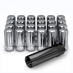 Tuercas de rueda M14x1.50 dúplex de <span class=keywords><strong>7</strong></span> estrías con llave (para ruedas de repuesto) Tuercas cromadas tipo acorn/bullet - Product Image 1