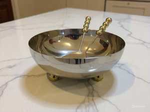 Bol en métal doré glamour, fait main, poli, plat de service pour la présentation des aliments, décoration alimentaire de mariage, bols et plateaux en métal - Product Image 6