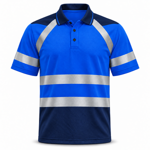 Camiseta Polo de Trabajo Reflectante al por Mayor, Manga Corta, Cinta Reflectante, Uniforme para Personal de Taller, Logotipo Personalizado, Cuello en Contraste, Uniforme de Trabajo - Product Image 1