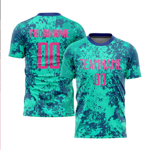 Custom Teal Pink-royal Sublimation Soccer Uniform Jersey Free Prints Top Men Custom Football Teams Soccer T-shirts Sets - Product Image 4