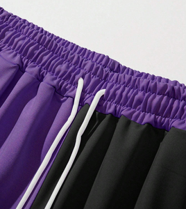 Pantalones Cortos Deportivos Casuales Estampados de Dos Tonos para Hombre, con Cordón Ajustable, Cintura Media, Secado Rápido, 100% Algodón, Bolsillos, Patrón de Letras, Tejido de Punto - Product Image 6