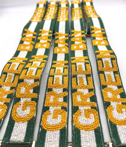 Handmade Green Bay Beaded <b>Bag</b> <b>Strap</b> Custom Adjustable Vintage Style Crossbody Purse with Portable Hook Wholesale <b>Replacement</b> - Product Image 1