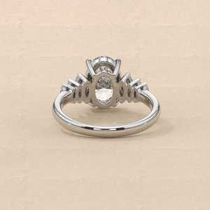 Authentic Moissanite 6x8MM Oval Cut 7 Stone Halo <b>Ring</b> <b>925</b> <b>Silver</b> Fine Fully Eternity Band Gift For Anniversary Party - Product Image 5