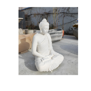 Estatua de Buda Pulida de Mármol Blanco Ecológico Tradicional Hecha a Mano, Gran Estatua Religiosa Hindú India - Product Image 2