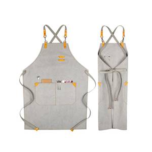 Tablier de barista personnalisé en toile avec sangle en cuir réglable, uniforme professionnel pour café, gilet d'outillage pour barman, vente en gros, fabricant - Product Image 3