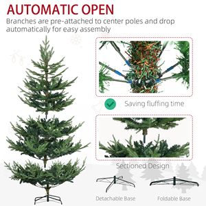 Albero di Natale Artificiale in Pino Nordico da 180 cm con 795 Rami Realistici, Base in Acciaio Verde Larga ad Apertura Automatica per Decorazioni Natalizie - Product Image 6