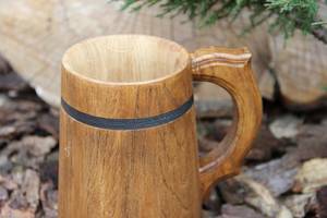 Hand Carved Wooden Mug Engraved Tree Design Polished Brown Handle <b>Cup</b> for Gift and Home Decor - Product Image 6