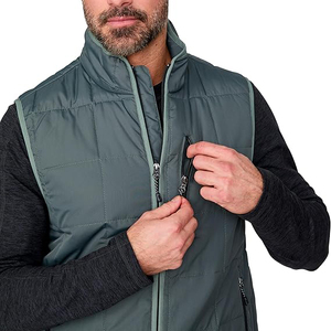 LEAFITS Winter Eco-Friendly Square Quilted Vest Men Slate Blue Turtleneck Gilet <b>Padded</b> Waistcoat Sleeveless Bodywarmer Zipper - Product Image 2