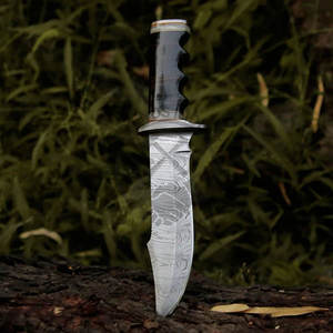 Couteau à lame fixe haut de gamme, neuf, fait main, en acier Damas, couteau de chasse, couteau Bowie tranchant, couteau de survie avec manche en nacre - Product Image 4