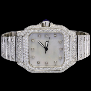 Reloj de Pulsera Mecánico Exclusivo, Totalmente Cubierto de Diamantes de Imitación, Caja Cuadrada de 41 mm, con Esfera de Cristal Blanco, Estilo Hip Hop - Product Image 1