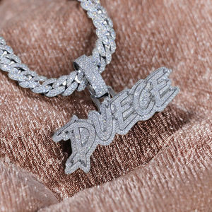 Collar Personalizado de Plata 925 con Nombre en Letras, Chapado en Oro Rosa, Estilo Hip Hop para Niños, con Incrustaciones de Moissanita, Ideal para Fiestas - Product Image 5