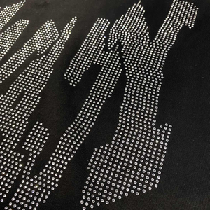 T-shirt personnalisé à strass pour homme, style streetwear, effet délavé, en coton épais – Meilleure vente - Product Image 3