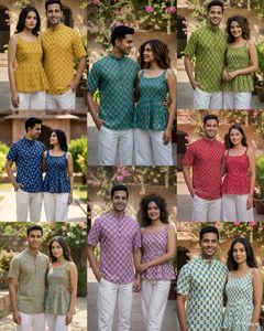 Impresionantes y Elegantes Blusas de Verano Indias para Hombre y Mujer, para Uso Diario Informal, en Algodón con Estampado, Combo Especial Kurti - Product Image 6