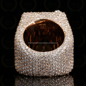 Anillo de diamantes de moissanita personalizable para hombre, acabado 1-9, estilo Hip Hop, joyería fina disponible, oro rosa para compromiso - Product Image 2