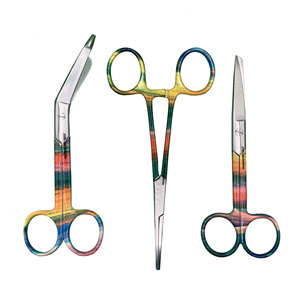 Juego de 3 Piezas de Acero Inoxidable Multicolor para Microcirugía y Primeros Auxilios: Tijeras de Enfermería, Tijeras para Vendajes y Pinzas Arteriales - Product Image 1
