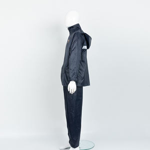 เสื้อกันฝนสีน้ำเงินกรมท่าแบบคอสูง สะท้อนแสง กันน้ำ สำหรับผู้ใหญ่ ผลิตจากโพลีเอสเตอร์สองชั้น หนา 0.18 มม. พร้อมโลโก้สั่งทำ - Product Image 4