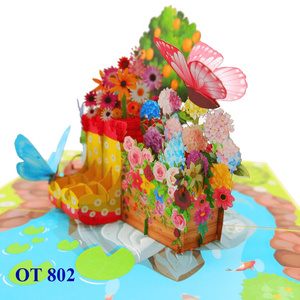 Tarjeta 3D Pop-Up Hecha a Mano con Flor Morada y Mariposa Azul, Diseño Floral Personalizado en Papel, Regalos para Día de Acción de Gracias, San Valentín y Cumpleaños - Product Image 2