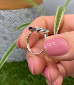 Bague fer à cheval minimaliste en argent sterling 925 massif avec diamant noir serti, faite à la main, pour femme, best-seller - Product Image 3