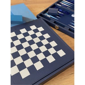 Luxury Leather Chess Board Set Premium <b>Backgammon</b> 2 in 1 Combo Board Game Custom <b>Traveling</b> Checker Family Gifts Table Chess Game - Product Image 1