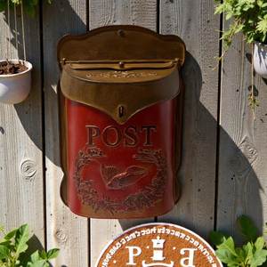 Rustic <b>Metal</b> Post <b>Box</b> Wedding Decoration Customizable Mailbox Red Coated Sheet Iron Wall Mount Letter <b>Box</b> For Christmas Decor - Product Image 6