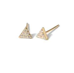 Pendientes de Moda con Diamantes de Laboratorio, Triangulares y Redondos, en Oro Sólido de 14K y 18K, Pendientes Minimalistas, Joyería Fina - Product Image 1