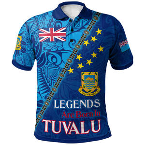 เสื้อโปโลสีน้ำเงินสำหรับผู้ชาย ลายพิมพ์ธงชาติและตราประจำตระกูล  วันตูวาลูว์ 1 ตุลาคม แขนสั้น ทรงปกติ สไตล์ลำลอง - Product Image 5