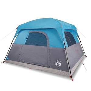 Carpa de Camping Impermeable Azul para 4 Personas, Tipo Cabaña, para Aventuras al Aire Libre - Product Image 2