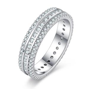 Anillo de eternidad de lujo con diamantes de moissanita, plata de ley 925, corte redondo, joyería de boda para mujer, elegante regalo de joyería fina. - Product Image 1