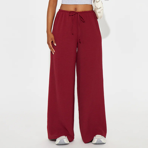 Wide Leg Sweatpants High Waist Drawstring Lounge Pants Ladies Loose Fit Fleece Sweatpants Casual Wide Leg Joggers Women - Product Image 4
