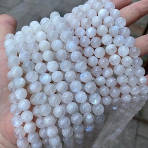 ลูกปัดมูนสโตนสีน้ำเงินรุ้งธรรมชาติทรงกลมเรียบเนียน ลูกปัดมูนสโตนแบบหลวมสำหรับทำเครื่องประดับ ขายส่ง - Product Image 3