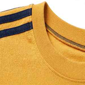 NEXTEX Unisex Sleeve <b>Stripe</b> <b>T</b> <b>Shirt</b> Mustard Navy Soft Cotton Jersey Crew Neck Casual Tee <b>Shirt</b> - Product Image 6