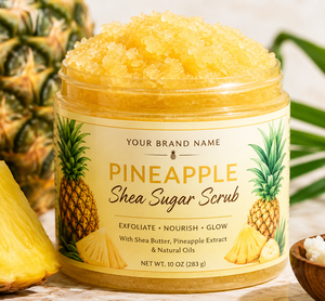 Organic Pineapple Shea Sugar <b>Scrub</b> <b>Body</b> Exfoliator with Shea Butter & Natural Oils Bulk Deep Cleansing Exfoliating <b>Body</b> Polish - Product Image 2