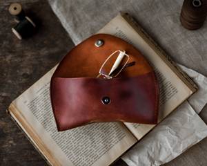 Custom Genuine Leather Glasses Pouch Luxury Soft Cowhide Sleeve <b>Slim</b> Travel Eyewear Protector Spectacles Bag LGC-0008 - Product Image 5