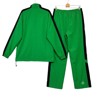 Nuevo Conjunto Deportivo de Poliéster Verde para Hombre, Chaqueta y Pantalones de Cuello Alto, Color Sólido, Transpirable, Ropa Casual de Primavera - Product Image 1