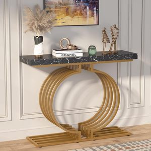 Luxury Marble Top <b>Console</b> <b>Table</b> with Gold Metal Frame Modern Entryway Sofa <b>Table</b> Contemporary Hallway Furniture - Product Image 4