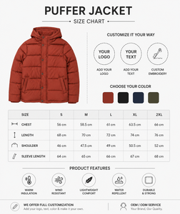 Men's Hooded Puffer Jacket Solid Color <b>Thick</b> Polyester <b>Winter</b> Casual <b>Coat</b> With Button Closure Regular Fit Windproof Wholesale - Product Image 2