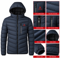 Veste matelassée à capuche bleu marine personnalisée la plus vendue avec poches zippées, fabricant de vestes d'hiver en gros par Harbour INTL