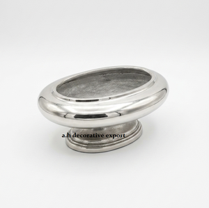 Bol décoratif de luxe en aluminium argenté sur pied, plat à bonbons en métal, bol à fruits haut de gamme pour centre de table de mariage - Product Image 3