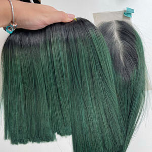 Expédition rapide, mèches de cheveux vierges humains vietnamiens de qualité supérieure, lisses et raides, couleur ombrée verte, double trame, qualité de luxe - Product Image 1