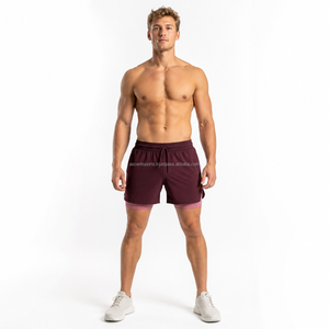 Blank Plain No Logo Double <b>Layer</b> Basketball Shorts Polyester Spandex Blend Spandex Inner Liner Elastic Waistband With Running - Product Image 1