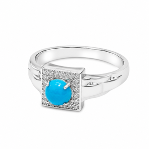 <b>Turquoise</b> and Diamond <b>Ring</b> in 925 Sterling Silver - Product Image 3