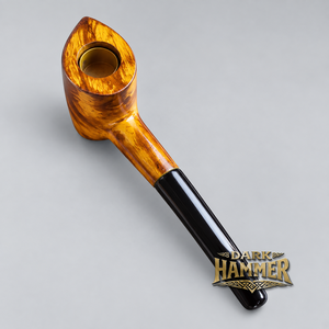 Pipa de Fumar Hecha a Mano con Cuerno Natural, Pipa de Tabaco de Cuerno de Búfalo Genuino con Acabado Ámbar Pulido y Boquilla de Cuerno Negro - Product Image 1