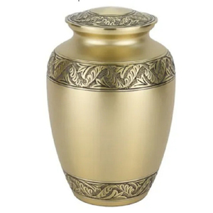 Urna Conmemorativa para Adultos, Grabada en Oro, Estilo Americano, de Latón/Aluminio, para Guardar Cenizas de Cremación, para Funeral de Adultos - Product Image 1