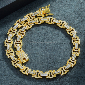 Collar de Plata de Ley 925 con Oro Amarillo de 14K, Estilo Hip Hop Miami Cuban Link, Cadena de Cuerda con Moissanita de 8mm-15mm, Certificado IGI - Product Image 6