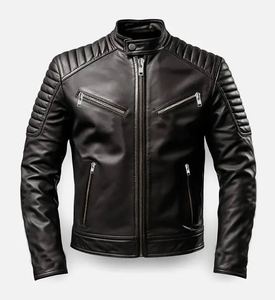 Créez votre propre veste en cuir de vache pour homme, style streetwear, à capuche, col montant, coupe-vent, fabriquée au Pakistan - Product Image 5