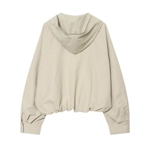 Chaqueta corta con capucha y cremallera para mujer, con volantes, tejida, de manga larga, informal, de color liso - Product Image 2
