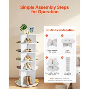 Scarpiera Girevole a 5 Livelli Autoportante Lazy Susan, Girevole a 360 Gradi, Torre Porta Scarpe Rotante, Carosello Portaoggetti in Alluminio - Product Image 4