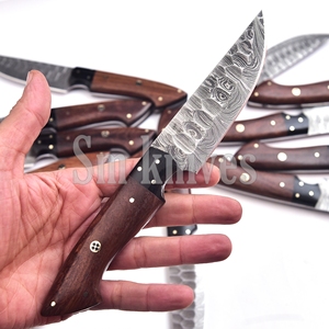 Juego de 12 Cuchillos de Caza de Acero de Damasco de Grado Industrial con Mango de Madera, Hoja Biselada de Punta Caída, OEM/ODM, Cuchillería de Cocina, Caja de Regalo - Product Image 3